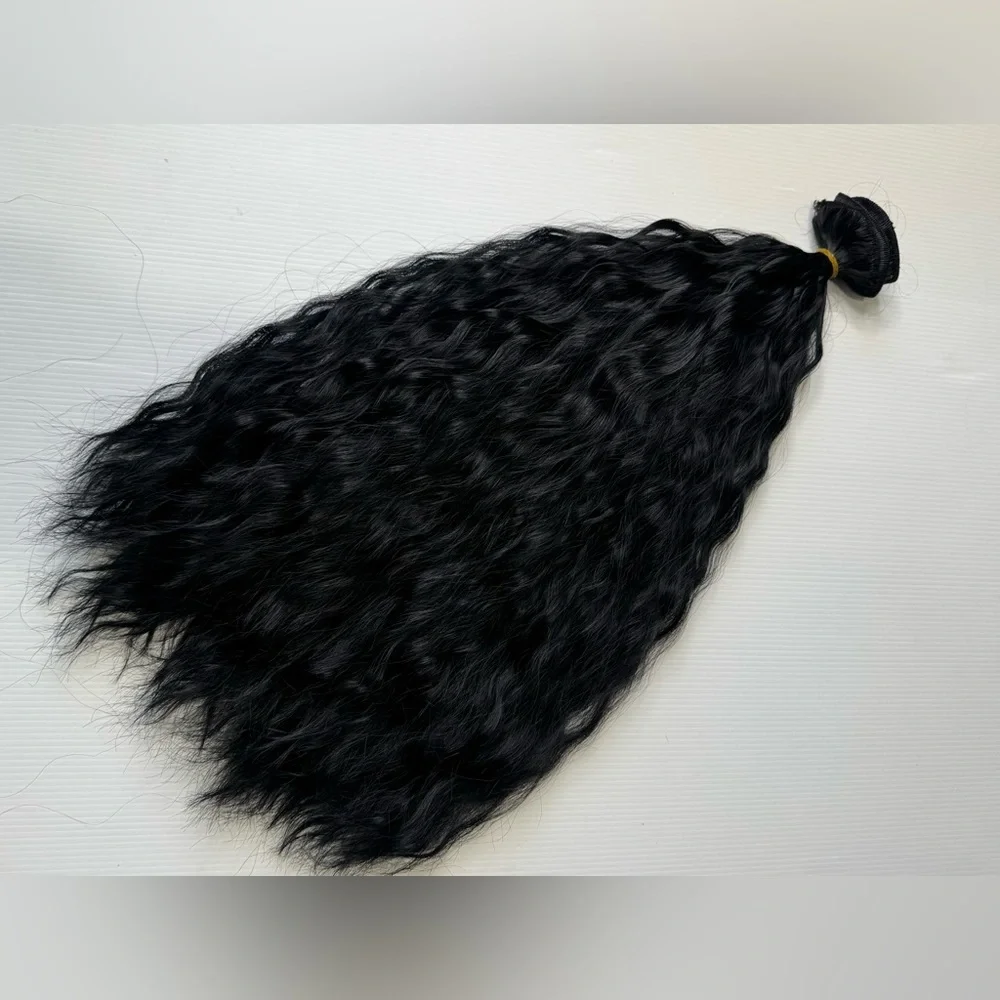 22” Black Curly  Clip-In Hair Extensions Human Hair Blend Full Set with‎ Clips